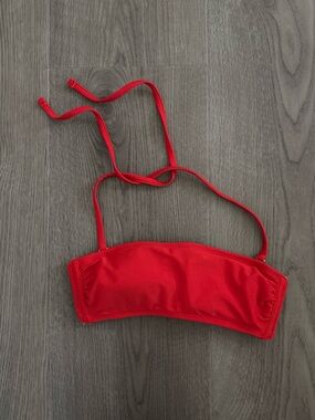 Red Bandeau Swim Top with Thin Straps size small